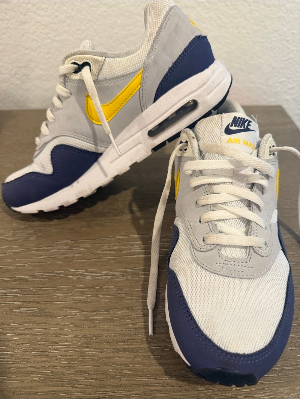 Nike Men’s Air Max Sneakers in White, Navy & Yellow